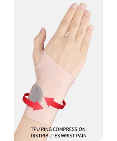 CURELIX Ultra Thin Wrist Brace for Carpal Tunnel Relief | Adjustable & Breathable Support Wraps for Tennis & Work | Pain Relief | Beige (Pairs - Buy Online on GoSupps.com