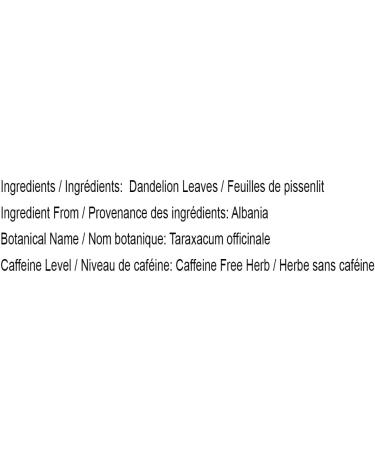Organic Dandelion Herbal Tea Loose Leaves by Marcoina - Cut Leaves 113g in Resealable Bag Caffeine-Free Tea from Albania - Perfect for Hot Brews Cooking and Spices - Known as Taraxacum Officinale feuille de pissenlit Pu Gong Ying 4oz. DANDELION Leaves Cut - Buy Online on GoSupps.com