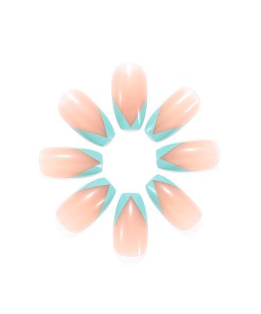 Brishow Coffin Artificial Nails - Shiny Ballerina French False Nails Full Cover 24 Pieces for Women & Girls - Perfect for Easy Nail Art - Buy Online on GoSupps.com