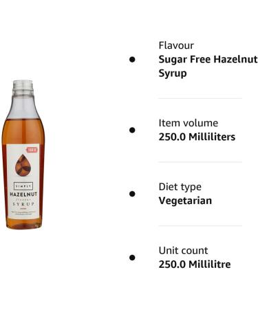 Simply Sugar Free Hazelnut Syrup 250 ml - Buy Online on GoSupps.com