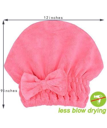 MAYOUTH Microfiber Hair Drying Towels Head Wrap with Bow-Knot Shower Cap - 2 Pack, Ideal for Curly, Long, and Wet Hair - Dark Grey/Rose Red - Buy Online on GoSupps.com