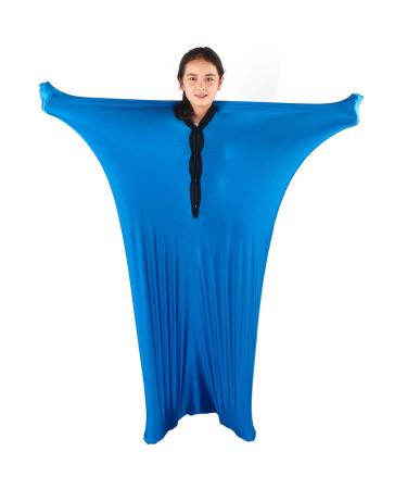 Sensory Stretchy Body Sock for Individuals with Autism Anxiety - Deep Pressure Simulation Body Blanket - Full-Body Wrap - Snap Closure (Small 47"x27" Blue) Small 47"x27" Blue