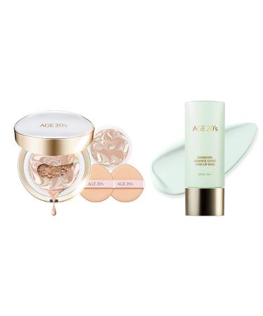 AGE 20's Make up Set Long Stay Foundation Cushion Pact #23 Medium Beige + Green Tone Up Base