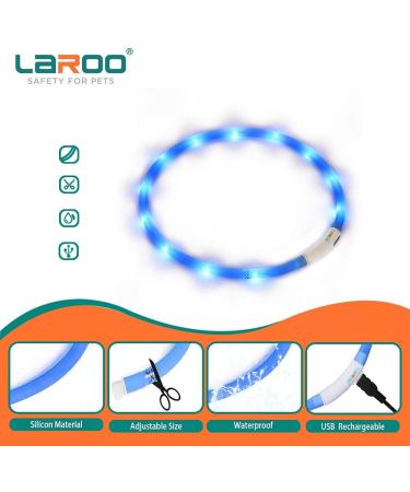 Laroo LED Dog Collar - USB Rechargeable Night Safety Luminous Collar for All Dog Sizes - 3 Modes - Blue - Buy Online on GoSupps.com