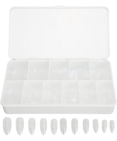 Long Clear Fake Nails Ultra Thin Carve Grinding Half Frosted False Nails for Wedding Dating Party Almond (Almond) - Buy Online on GoSupps.com