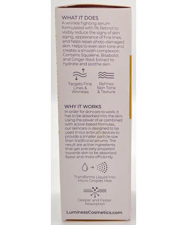 LUMINESS Anti-Aging Retinol 1% Face Serum | Brightening Airbrush Compatible Serum for Clear Skin Acne & Pores - Vitamin A & Natural Extracts - Buy Online on GoSupps.com