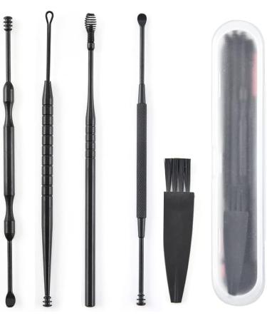 MACIMO Stainless Steel Ear Cleaner Spoon Set - 5pcs Black | Ear Wax Removal Tool Kit - Buy Online on GoSupps.com