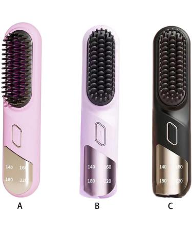 irene inevent Negative Ion Hair Care Device For Styling Without Any Lines Wireless Straight Hair Comb All-in-one Straight Curler Pink - Buy Online on GoSupps.com