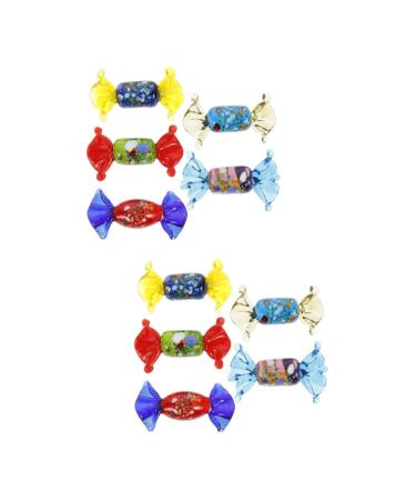 HOMSFOU 10 Pcs Candy Ornaments Faux Candy Decor Treats Collection Stained Glass Candies Stocking Stuffer Gifts Glass Candy Decorations Murano Glass Candy Modeling Multicolored Glass Puppet