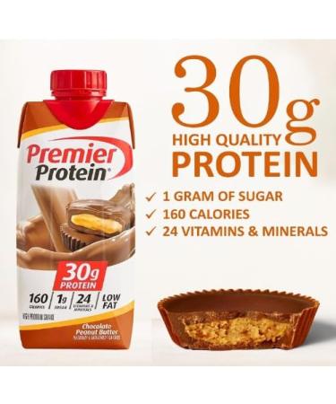 Premium Chocolate Peanut Butter Protein Shake - 30g Protein Ready to Drink 6 Pack Bundle - International Shipping - Buy Online on GoSupps.com