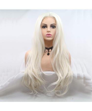 Kunsthaar Wig 61 cm Platinum Blonde Natural Waves U-Part Lace Glue-Free Heat-Resistant Fiber for Women - Buy Online on GoSupps.com