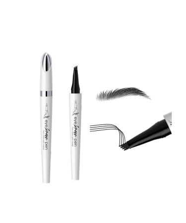 Upgraded Microblading Eyebrow Pen 4-Fork-Tip Magical Eyebrow Pencil 3D Eye Brow Pencil for Natural Hair-Like Brows Makeup Waterproof & Long-Lasting Stay on All Day (Black)