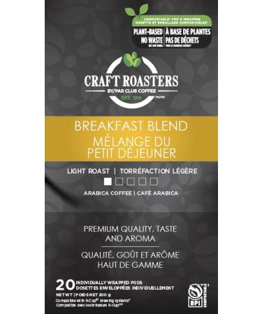 Club Coffee Craft Roasters Breakfast Blend - Light Roast Single Serve Coffee K-Cup Pods Compostable Coffee Pods Keurig Brewer Compatible Rainforest Alliance Certified 120 Count (20 Count Pack of 6) Breakfast Blend - Light Roast 120 count (Pack of 1) - Buy Online on GoSupps.com