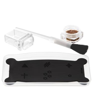 Microbeads Stamping Set - Clear Jelly Stamp + Pearl Stencil + Brush + Tub + 1 Jar of Microbeads - Caviar Pearls