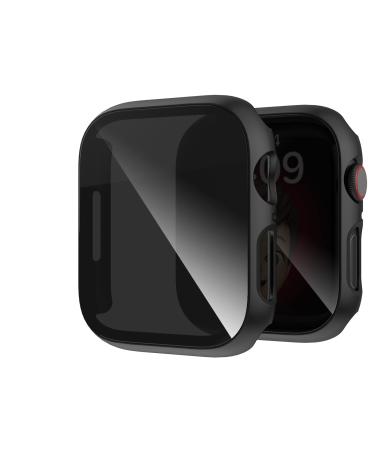 Cuteey 2 Pack for Apple Watch Series 8 Series 7 Privacy Screen Protector Case 45mm Unti-Spy Glass Protector Hard PC Cover Bumper for iWatch 8 7 45mm Accessories Black/Black Black/Black 45 mm