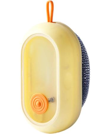 Soap Dispensing Palm Brush - Automatic Kitchen Scrub Brush - Two Brush Heads Easy Grip Non-Stick Oil Dish Soap Scrubber for Pots Pans Gyouza Yellow - Buy Online on GoSupps.com