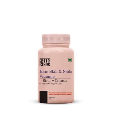 PS Hair Skin and Nails Vitamins 20 Essentials Vitamins & Minerals Boost Cell Growth| Stronger & Thicker Hair | Firmer Supply Skin | Healthier & Long Hair | More Collagen | Vitamin C - 60 Count