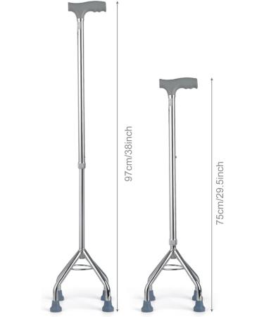 Aluminum Ergonomically Stable Four Legged Small Base Walking Cane with Non Skid Tips Silver Star of Light - Buy Online on GoSupps.com