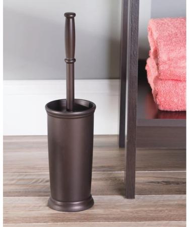 mDesign Hyde Collection Toilet Bowl Brush and Holder - Modern Bronze Bathroom Scrubber for Deep Cleaning - Space Saving Design - Buy Online on GoSupps.com