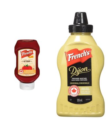 French's 100% Canadian Tomato Ketchup No Sugar Added 750ml & Dijon Mustard 325ml Ketchup + Condiment 325 ml