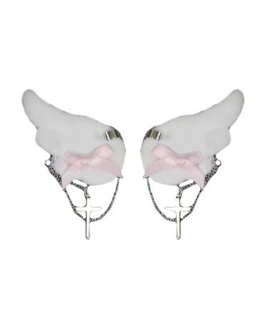 Muloo Angel Wing Hair Clip for Girls Y2K Punk Hairpins Bowknot Hairclips Animation Hair Barrettes Subculture Hair Accessories Pink
