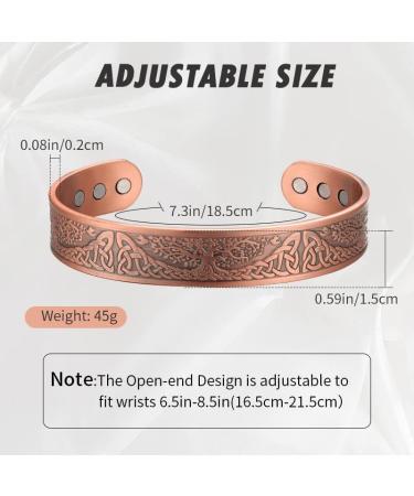 MagEnergy 3Pcs Copper Magnetic Bracelet Set for Men with Life of Tree Design - Adjustable Cuff Bangle Jewelry Gift - Buy Online on GoSupps.com