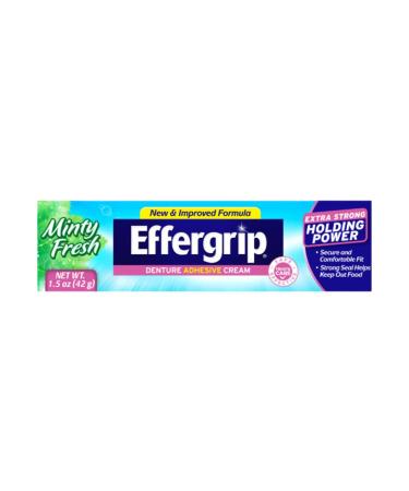 Effergrip Denture Adhesive Cream Extra Strong Holding Power 1.5 oz. (Pack of 1)