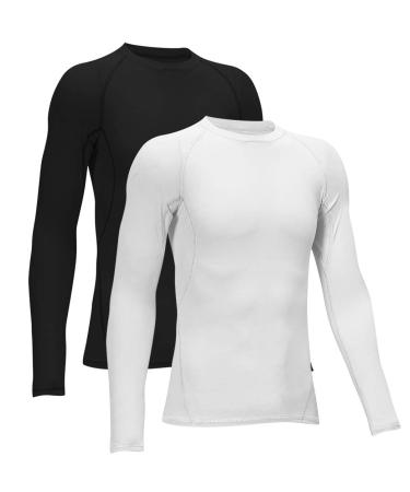 TELALEO 3 2 5/1 Pack Boys' Girls' Compression Shirts Youth Long Sleeve Undershirt Sports Performance Baselayer Black/White Medium