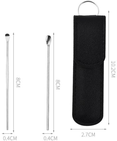 Pistro 6Pcs Stainless Steel Ear Cleaner Wax Removal Tool Set with Leather Bag - Black - Buy Online on GoSupps.com