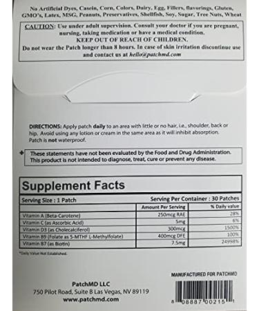 PatchMD Biotin Plus Patches - 30 Days Supply | Promote Hair, Skin & Nail Health - Buy Online on GoSupps.com