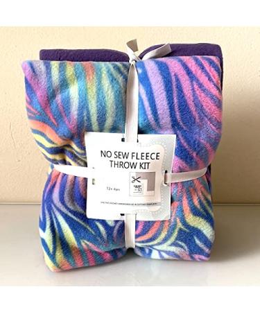 Pastel Zebra Print Premium Anti-Pill No-Sew Throw Fleece Fabric Kit (72x60)