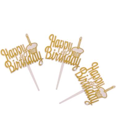 misppro 12pcs Lovely Plastic Happy Birthday Cake Cupcake Topper Muffin Food Picks - Buy Online on GoSupps.com