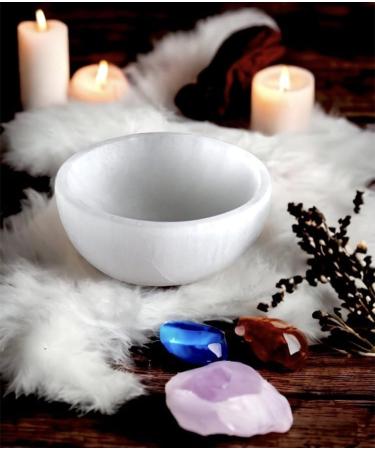 Selenite Round Cleansing Bowl - Handmade 6cm Selenite Stone for Healing, Meditation, and Jewelry Storage - Buy Online on GoSupps.com