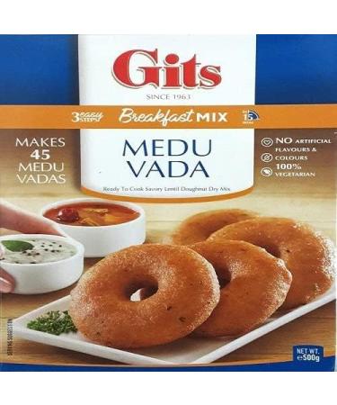 Gits Medu Vada Snack Mix 500g - Makes Delicious Mildly spiced dumplings made of Urad flour - A Traditional South Indian Savory Snack makes 45 serving (Pack of 2) - Buy Online on GoSupps.com