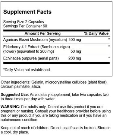 Swanson Elderberry & Echinacea Capsules with Agaricus Blazei Mushroom - 120 Count | Immune Support - Buy Online on GoSupps.com