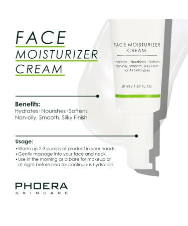 Phoera Face Moisturizer Cream | Hydrating & Nourishing Skincare for All Skin Types | Shea Butter & Hyaluronic Acid | Non-Greasy Silky Finish | Shop Internationally - Buy Online on GoSupps.com
