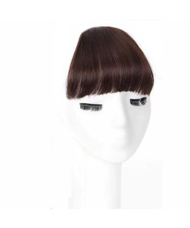Bangs Clip in Bangs-Fake Bangs Hair Clip Dark Brown Clip on Bangs Real Human Hair Air Curtain Bangs for Women Clips Bangs Hair Extensions Fringe Curved Bangs for Women Curved Bangs for Daily Wear ( T1B/4/27