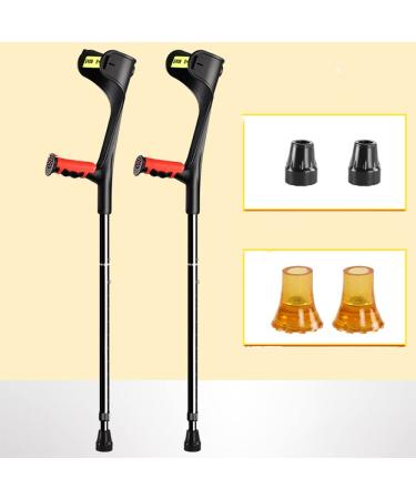 Folding Crutches 1 Pair Lightweight Walking Stick for Adults Kids Women Man Healthcare with Non-Slip Hand Grips Open Cuff (Color : Black) Warm Life