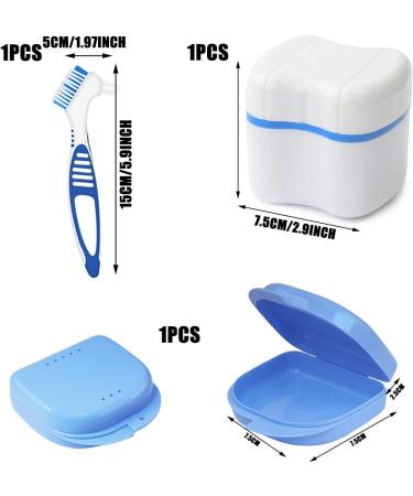 Prosthesis Storage Box & Cleaner Brushes Set - Blue | Presses Container for False Teeth Care - Buy Online on GoSupps.com
