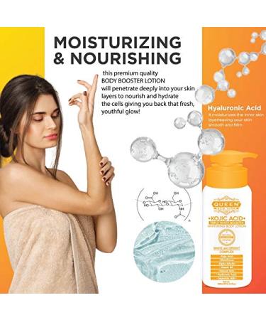 Queen Natural New York Kojic Acid Triple Booster Skin Brightening Body Lotion 300ml - Alpha Arbutin, Ginseng Extract, Niacinamide - 10.14 Fl Oz - Buy Online on GoSupps.com