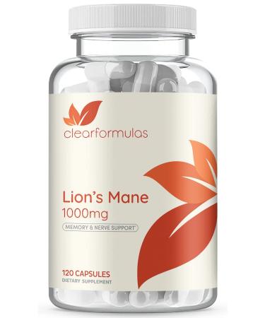 ClearFormulas Lions Mane Mushroom Capsules Non GMO and Gluten Free 120 Capsules