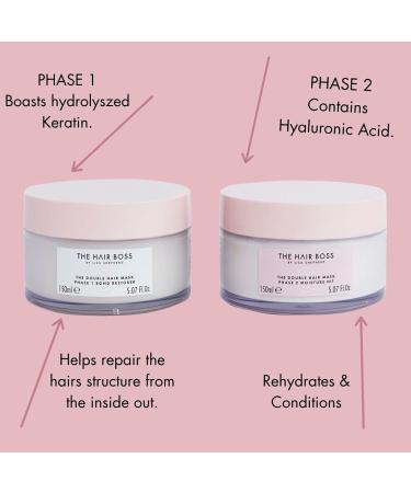 Buy The Hair Boss Double Hair Mask by Lisa Shepherd | Hydrolyzed Keratin & Hyaluronic Acid | 2 x 150 ml | International Shipping Available - Buy Online on GoSupps.com