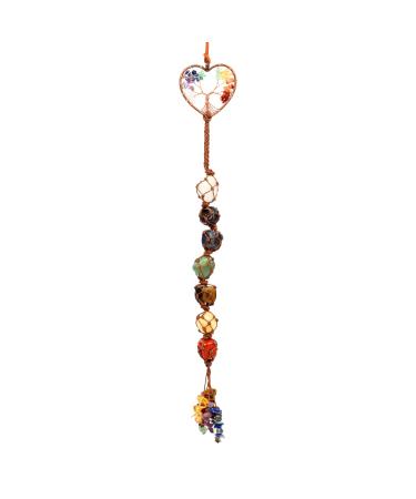 Chakra Healing Crystal Stone Hanging Decorations Tree of Life Tandem Natural Quartz Gemstone Pendant Ornaments for Home Garden Windows Cars Spiritual Gifts for Women 2