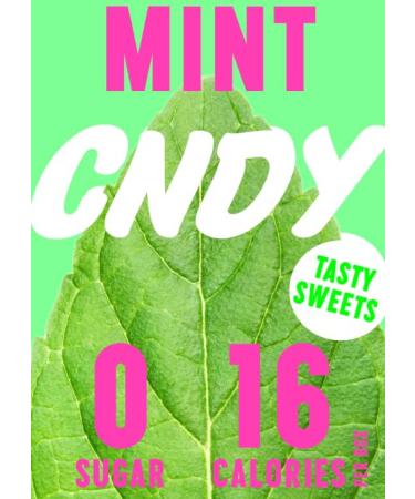 CNDY Mint Sugar Free Sweets 40g (Box of 7) - Low Calorie Low Carb Keto Erythritol Vegan Candy