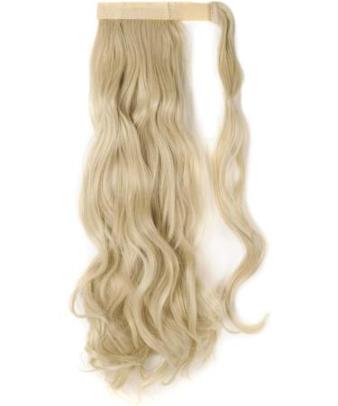 Ponytail Extension Wrap Around Long Straight Curly Clip in Ponytail Hair Extensions for Women Brown Black Blonde Hairpiece 24"-Curly Bleach Blonde - Buy Online on GoSupps.com