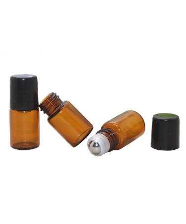 Teensery 15 Pcs Mini 2ML Amber Glass Roller Bottles Refillable Aromatherapy Perfume Essential Oil Roll On Bottle Container Vials Jars Tube with Metal Ball