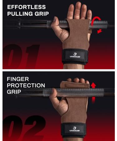 VINSGUIR Padded Weight Lifting Straps with Wrist Support - Gym Hand Straps for Men and Women (Pair) Brown - Buy Online on GoSupps.com