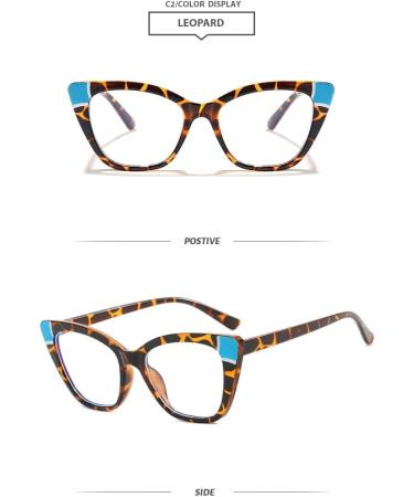 SERONI TR90 Cat Eye Blue Light Blocking Glasses for Men & Women | Anti-UV Computer & Reading Glasses | Leopard-Blue 66mm - Buy Online on GoSupps.com