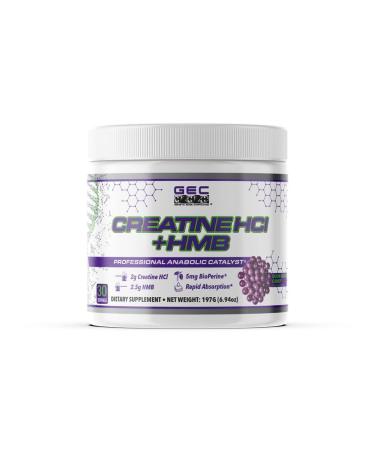 Creatine HCl + HMB for Athletes Performance & Recovery Formula 2g Creatine HCl 2.5g HMB Fast Absorption No Bloat No Loading 30 Servings GEC (Standard Sour Grape Candy) Sour Grape Candy 6.94 Ounce (Pack of 1)