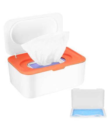 Wet Wipes Box Moist Toilet Paper Box Dispenser Box for Wet Wipes Tissue Box Napkin Box with Storage Box for Face Covers (Orange)